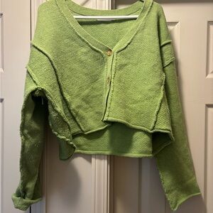 Lush Bright Lime Green V-Neck Sweater